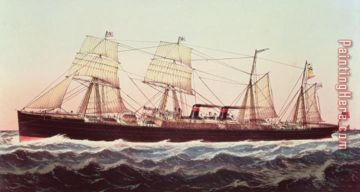 Currier and Ives Guion Line Steampship Arizona Of The Greyhound Fleet
